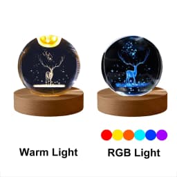 GGbingo 6cm Bedside Lamp Solar Theme Cosmos Series Crystal Ball Night Lights Milky Way Moon for Desk Creative Gift RGB