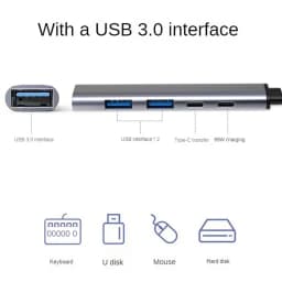 5-in-1 USB 3.0 HUB 5Gbps USB C Docking Station PD 65W Type C to USB HUB USB 3.0 Splitter OTG Adapter For PC Laptop Macbook Pro
