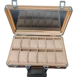12 Slots Aluminum Jewelry Storage Box with Window, Clear Top Light Luxury Watch Case Organizer for Watches Briefcase