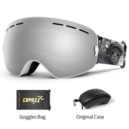 COPOZZ Ski Goggles with Box Case Ski Mask UV400 Anti-fog Snow Goggles Big Spherical Skiing Snowboarding for Women Men