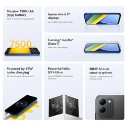 Global Version Smartphone POCO C95 pro 45W Turbo Charging 6.9" display 50MP 7500mAh Helio G91-Ultra