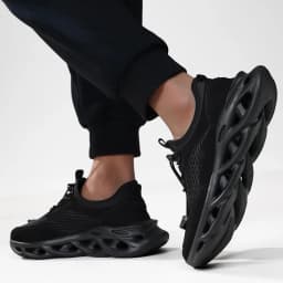 Confortable Men Walking Sneakers Solid Black Fashion Casual Sport Shoes