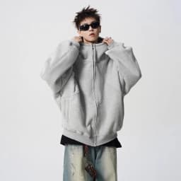 American Deconstruction Hooded Jacket Men's Winter Splicing Sweater High Street Velvet Couple Hoodie