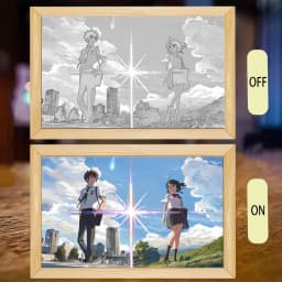 INS Anime Your Name Led Night Light Painting,USB Plug-in 3-colors Lighting Starry Sky Table Lamp Mood Lamp Couple Special Gift