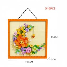 KNEW BUILT Innovative Building Block Flower 3D Photo Frame Ornament-Ideal DIY Decor,Gift for Girl,Wall Hanging & Educational Toy