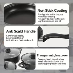 13-Piece Nonstick Cookware Set Black - Induction Compatible Pot Pan Set with Frying Pan & Utensils for Kitchen & Camping