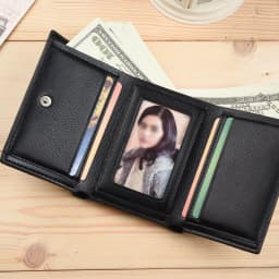 Men's 3-Fold PU Leather Wallet - Short Vertical Card Holder with Coin Pouch, Compact Money Organizer