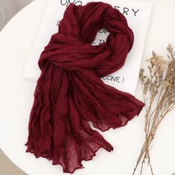 Solid Color 180*90cm Cotton Linen Scarf Retro Autumn Winter New Warm Silk Pleated Retro Thin Long Strip Shawl Men and Women's