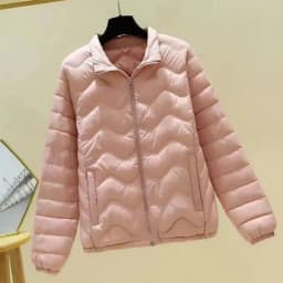 Lightweight Stand Collar Down Cotton Coats Women Classic Zipper Up Long Sleeve Winter Parkas Woman Solid Warm Puffer Jackets