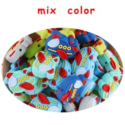 Kovict 5/10Pcs Silicone Beads Car Airplane Rainbow Rocket Bead For Jewelry Making DIY Keychain Necklace Bracelet Accessories