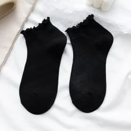 Cotton Women's Socks Frilly Ruffle Socks Spring Summer Casual Ankle Short Boat Socks Loose Knitting Solid Color Mid Tube Sock