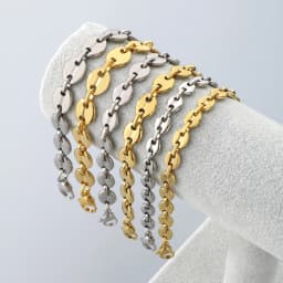 7/9/11mm Multi-Size Coffee Bean Link Chain Bracelet For Men Women Gold Color Stainless Steel Punk Fashion Jewelry