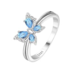 PANPOKI S925 Sterling Silver Flower Butterfly Insect Closed Ring For Women Finger Ring Personality Jewelry Party Trendy Gifts