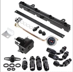 Adjustable FPR AN6 Fitting EFI Fuel Pressure Regulator For 7MGTE MKIII with Hose Line Fittings Oil 100psi Gauge Universal