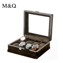 M&Q Solid Wood Watch Storage Box With Clear View Window Metal Latch Handmade Wristwatch Display Organizer Watch Gift Box