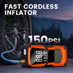STSCELZ Portable Jump Starter Air Compressor for 12V Cars, 150 PSI Tire Inflator with Digital Gauge and Auto Shut-Off