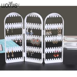120/180/240/360holes Plastic Clear Earrings Studs Display Rack Folding Screen Earring Jewelry Display Stand Holder Storage Box