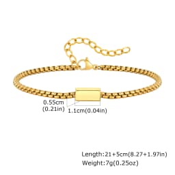 Vnox Stainless Steel Box Chain Bracelets for Men Teens, Geomtric Square Tube Charm Bracelets, Adjustable Metal Jewelry Gift