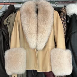 YOLOAgain Real Fox Fur Collar Genuine Leather Jacket Women
