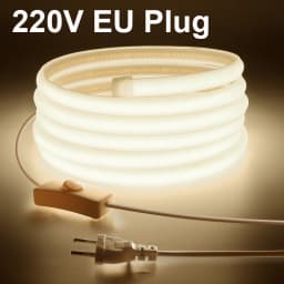 230V 220V LED Strip COB Light With EU Power Plug Home Decoration Lamp Wall / Corridor Under Cabinet Lighting Strips Waterproof
