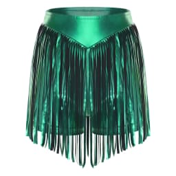 Womens Iridescent Metallic Hot Pants with Tassel High Waist Fringed Booty Shorts Cheeky Shorts Stage Dance Jazz Rock Clubwear