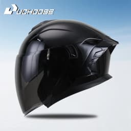 715-Motorcycle Dual Visor Flip-Up Modular Full-Face Helmet Anti-Fog Street Bike Racing Helmet for Women and Men Retro 3/4 Helmet