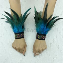 Natural Fur Wrist Cuffs Removable Wrap Bracelet Goth Clothes Sleeves Y2k Accessories Ancklets Fashion Retro Feather Gloves Cuff