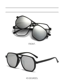VCKA Big Frame Polarized Myopia Sunglasses 6 in 1 Prescription Magnetic Clip Men Women Glasses Custom Optical Eyewear -0.5 To-10
