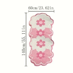 VIKAMA Cute Pink Flower Shaped Bedside Runner Rug, Soft Fluffy Non-Slip Bedroom Carpet, Kawaii Floral Floor Mat for Girls Room