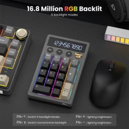 RK ROYAL KLUDGE M20 2.4 Wireless Numeric Keyboard 17 Keys PBT Keycaps RGB Gasket Knob Bluetooth Calculator Keypad Hot-Swappable
