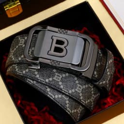 Men's Leather Belt with Automatic Buckle, Casual Business Style, Anti-Slip Design, Perfect for Work & Date Nights