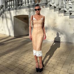 2026 Summer Sheer Mesh Overlay Spaghetti Strap Midi Dress Waist Cinched Sleeveless Women Accessories Versatile Chic Lady Outfit