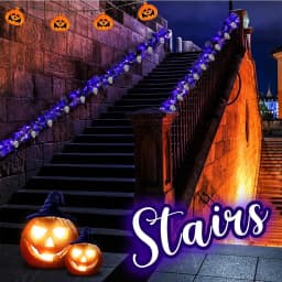1pc 20 LED Halloween Horrible Atmosphere Fall Black Maple Leave Vines Light With 6 Skull Battery Powered Hanging DIY Decorative