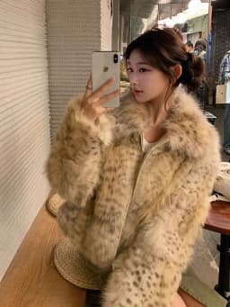 Leopard Faux Fur Coat Women Winter Thick Warm Vintage Streetwear Jacket Casual Zipper Female Retro American Hip Hop Outwear Tops