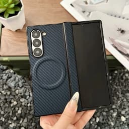 Luxury Carbon Fiber For Magsafe Hinge Case For Samsung Z Fold 8 7 6 5 4 Fold8 Ultra Wireless Charge Soft Silicone Bumper Cover