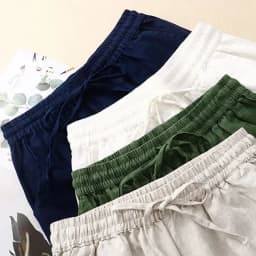Cotton LinenCasual Solid Lace Up Elastic High Waist Loose Wide Leg Women's Pants Ankle-Length Pants For Women Clothing Fashion