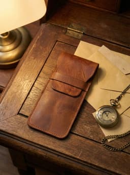 Cowhide Pen Case Holder Handmade Fountain Multi Pens Pouch Vegetable tanned leather Simple Pen Protective Sleeve Cover