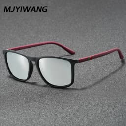Mjyiwang Men Matte Square Polarized Sunglasses UV400 Blue Mirror Lens Anti Glare Driving Fishing Travel Outdoor Eyewear