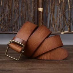 3.8CM No Hole Men's Belt Thick Genuine Leather Strap Copper Buckle Cowhide Casual Jeans Belt High Quality Retro Luxury Male Belt