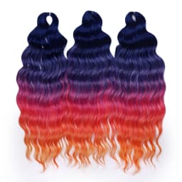 FREEDOM Synthetic Braiding Hair Extensions Deep Wavy 24 inch Long Curly Braids Hair Ombre Brown Rainbow Twist Crochet Hair