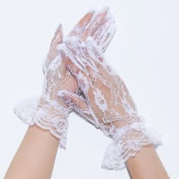 Retro Elegant Lace Thin Transparent Blue Short Gloves Women Sexy Music Festival Party Nightclub Personality Performance