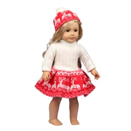 Red Color Doll Clothes Set For 43cm Baby New Born Doll Christmas Dress Suit Pair Necklace For American 18 Inch Girl&OG Dolls Toy