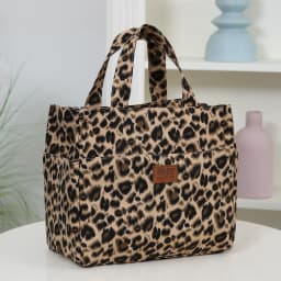New Large-Capacity Lunch Bag, Thickened Fabric Lining with Aluminum Foil, Leopard Print, Handbag, Lunch Box Storage Bag