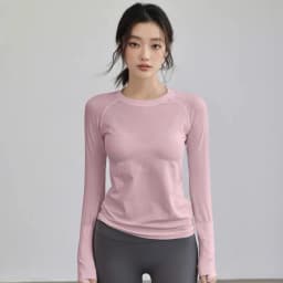 Women's Autumn & Winter Yoga Comprehensive Training Top High-Elastic Slim Crew Neck Quick-Dry Sports Long-Sleeve Fitness Clothes