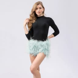 Real Ostrich Feather Fur Short Pants Hot Pants Sex Fashion 23A0409