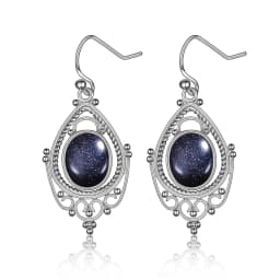 925 Sterling Silver Oval 8*10mm Natural Labradorite Earrings Vintage Ethnic Jewelry for Women Gift