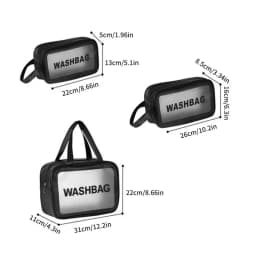 1pc Pu Transparent Three Piece Makeup And Toiletries Bag, Large Capacity Pvc Semi Transparent Frosted Portable Storage Bag