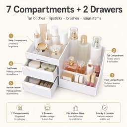 1pc White New Drawer Makeup Storage Box Dormitory Finishing Plastic Shelf Cosmetics Skin Care Dressing Table Desktop