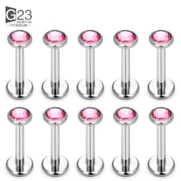 10Pc 20/18/16g G23 Titanium Piercing CZ Lip Labre Earrings Set Lip Stud Ring Tragus Free Spiral Cartilage Piercings Body Jewelry