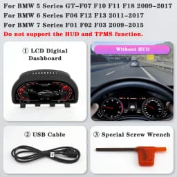AUTOTOP 12.3" Digital Dash Instrument Cluster for F07 F10 F11 F18 F06 F12 F13 F01 F02 F03 Digital Cluster Speedometer Without HU